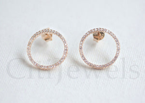 CZ Ring-Shaped Stud Earrings